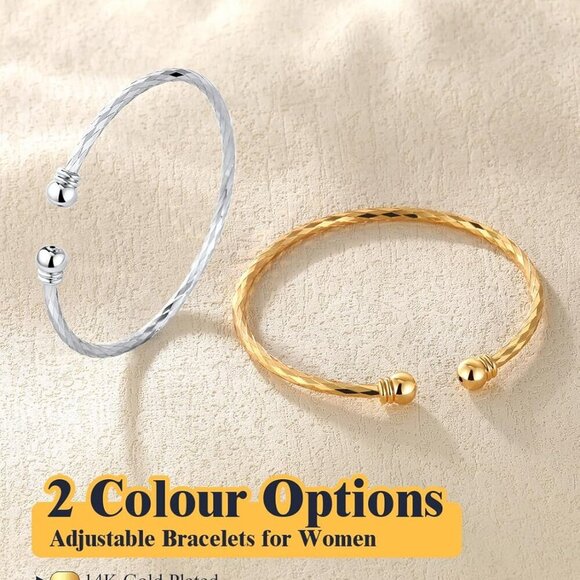 Unisex Simple Cuff Bracelet 18K Real Gold Platinum Plated Fine Bracelets Fashion - Picture 7 of 7